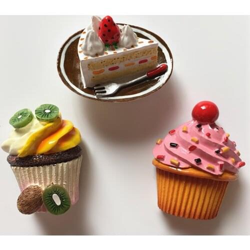 Simulation Creative Hand-painted Cake Series 3D Fridge Magnets Travel Souvenirs Refrigerator Magnetic Stickers Home Decor