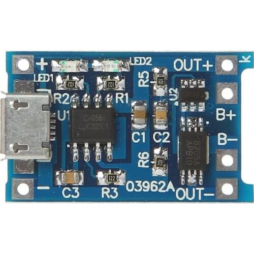 Lithium Battery Charge+Protection 2-In-1 Circuit Board 5V 1A 2A Micro USB Module