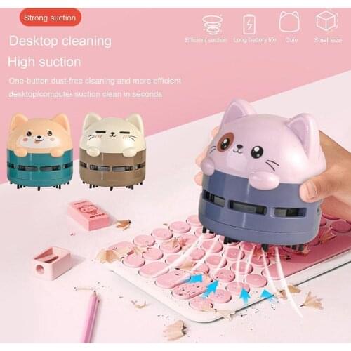 Mini Cartoon Animal Pattern Vacuum Cleaner Eraser Pen Vacuum Cleaner Small Handheld Usb Desktop Vacuum Cleaner