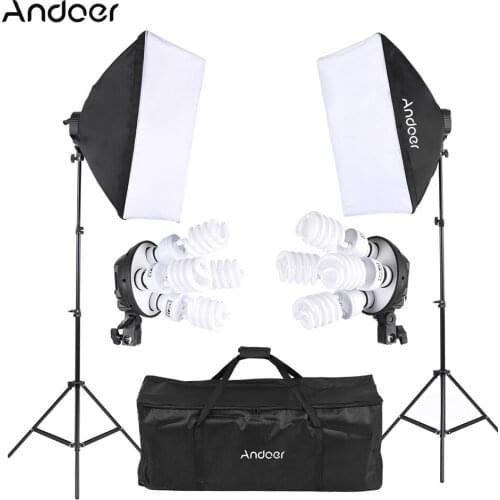 CZ Stock Andoer Studio Photo Lighting Kit with 2*Softbox /2*4in1 Bulb Socket/8*45W Bulb / 2 * Light Stand / 1 * Carrying Bag