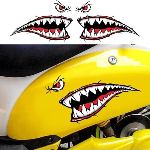 Rowing skin row cartoon shark mouth teeth decals waterproof car stickers creative graffiti motorcycle decoration accessories