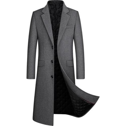 Autumn and winter new wool coat, Wool content 30%,mens windbreaker, slimmed-down knee-length wool coat, thickened coat