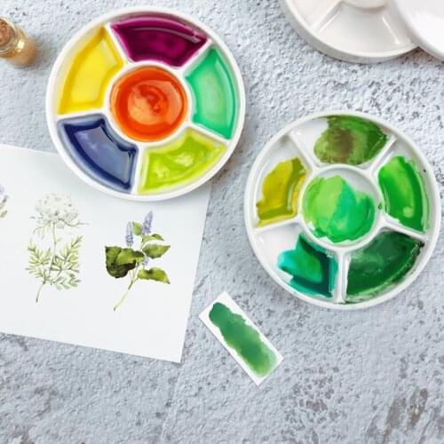 Drop Proof Pigment Palette Dust Proof and Moisture Retention Covered Students Watercolor Chinese Painting Ceramic Palette