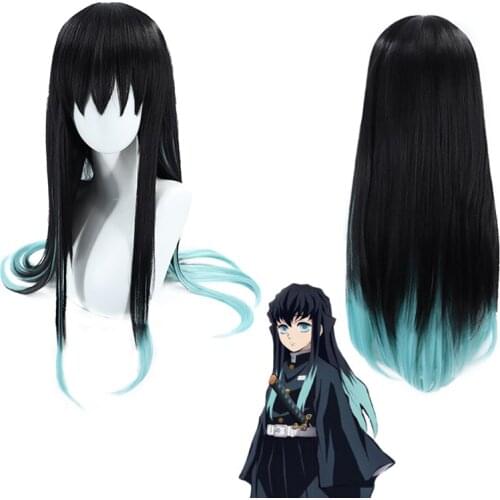 74cm Demon Slayer Tokitou Muichirou Cosplay Wig Women Girls Synthetic Long Straight Hair Anime Wigs C45K193
