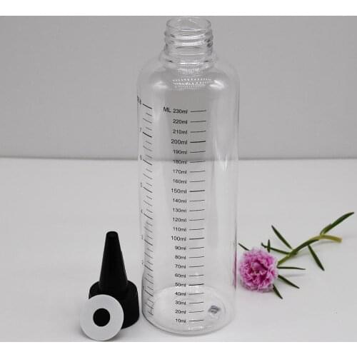 10pcs/lot 230ml PET plastic E-juice bottle,clear Pigment ink Bottle with twist off cap,Refillable Empty Bottle with Graduation