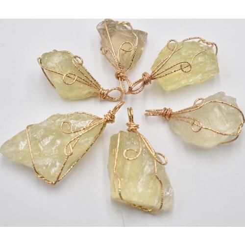 2021 New high quality natural yellow crystal quartz Irregular pendants for jewelry Accessories making 6pcs/lot Wholesale free