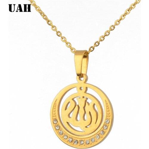 UAH pendant necklace bohemian female Zirconia necklace retro gold cStainless Steel necklace jewelry new 2019