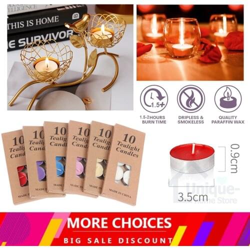 10 Pcs Romantic Smokeless Unscented Mini Candle Birthday Wedding Party Candlelight Tealight Candle For Home, Pool & Emergencies