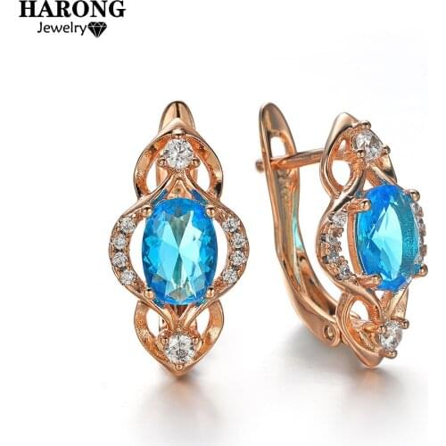 Harong Small Stud Earrings Romantic Cute Women Jewelry Girl Pink Zircon Crystal Earrings Set Piercing Metal Stud Birthday Party