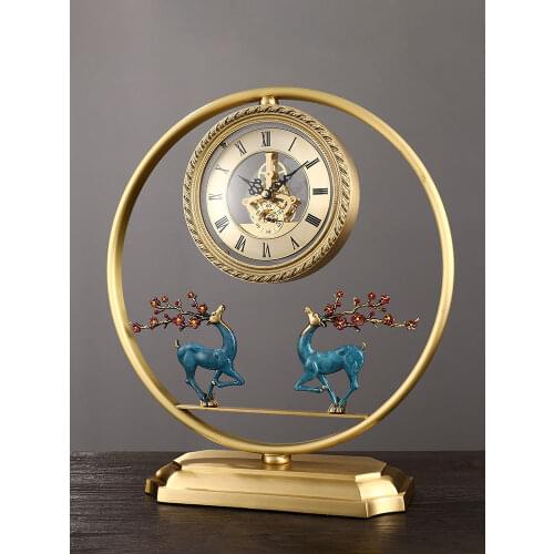 Modern Light Luxury Brass Fulu Table Clock Home Fashion Mute Desktop Ornaments Desktop Clocks Living Room Decoration Clocks
