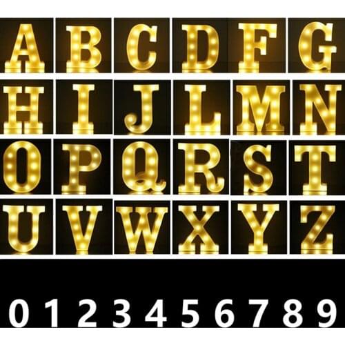 Letter LED Night Lights Marquee Sign Number Lamp Warm White Light For Party Bedroom Wedding Birthday Christmas Holiday Decor