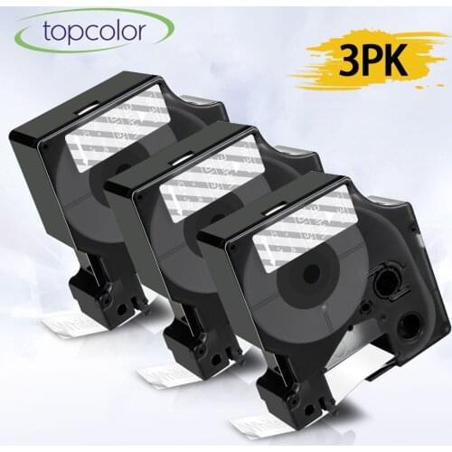 Topcolor 3PK Compatible Dymo Label Tape D1 19mm White on Clear 45810 Printer Ribbon for Dymo Label Maker MobileLabeler LW-420P