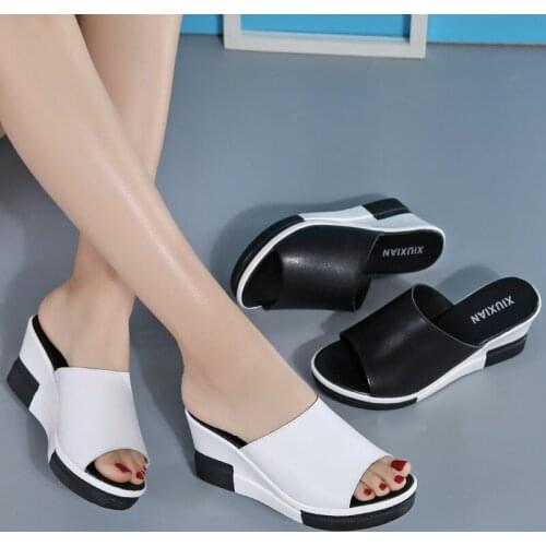 Whoholl Arrival 2020 Womens Sandals Women Summer Fashion Leisure Fish Mouth Sandals Thick Bottom Slippers Wedges Shoes Women