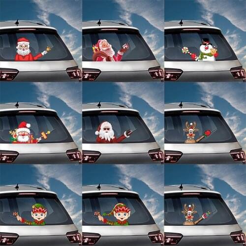 Funny Car Styling Christmas Waving Wiper Sticker PVC Car Stickers And Decals Rear Windshield Stickers for Auto Car Accessories