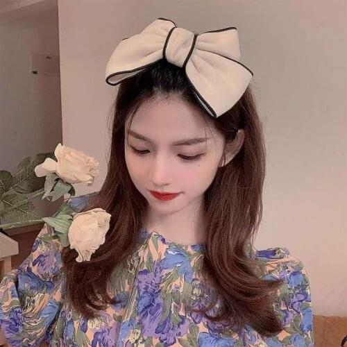 Black White Bow Hairpins Imitation Cashmere Elegant Hairgrips Fabric Pearl Hair Clip Bows Women Girls Headpiece Hair Accessories