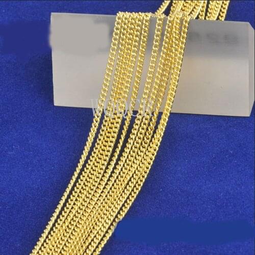 5PCS Womens High Jewelry 1.9MM 18 K Gold Flat Chain Necklace Charm Gold Necklace 16" 18" 20" 22" 24" 26" 28" 30" inches