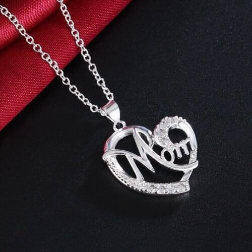 925 Sterling Silver 18 Inch AAA Zircon Heart Pendant Necklace For Women Fashion Wedding Party Charm Jewelry