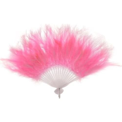 Women Ladies Feather Hand Fan Burlesque Dance Fancy Dress Costume Accessory soft feather costume hand held folding fan