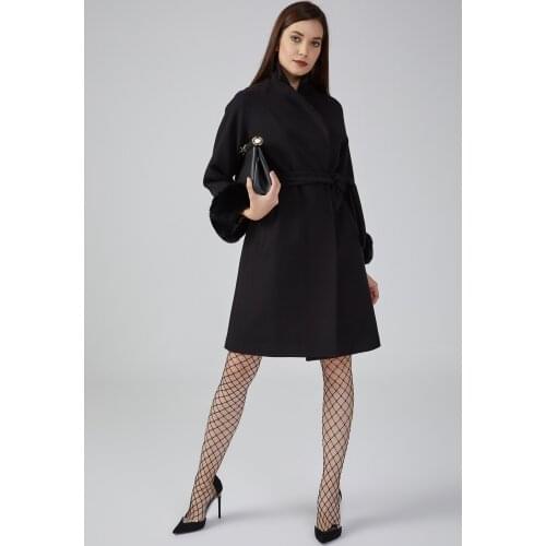 Winter Outerwear Women Cashmere Wool Coat Fur Handles Hot Fashion from Turkey Amount Free Shipping