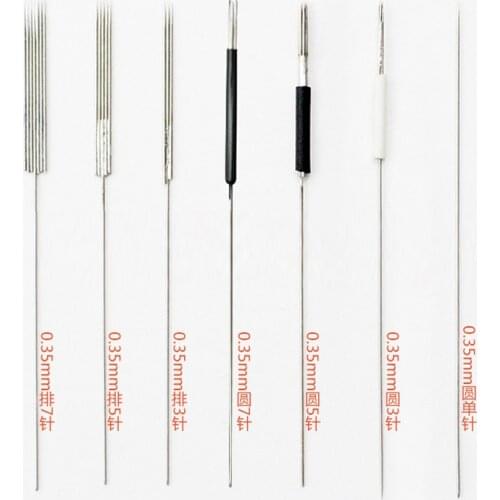0.35 mm 50pcs 1R/1D/3RS/5RL/5F/7F/7U Sterilized Disposable Permanent Makeup Needles Tattoo Needles for Eyebrow Tattoo Makeup Kit