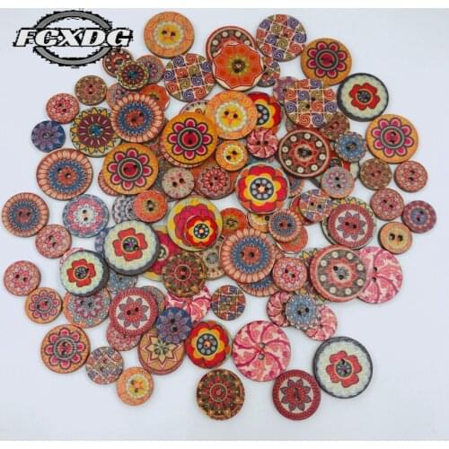 100pcs 15/20mm Scrapbooking Accessories Buttons Vintage Wooden Buttons for Clothing DIY Sewing Supplies Decorative Buttons 20mm