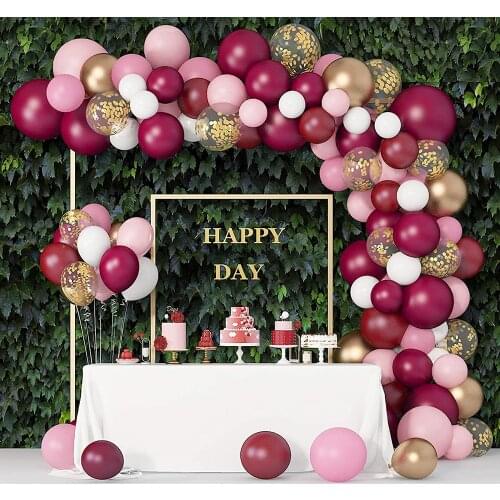 129pcs/set Burgundy Pink Ballloons Garland Arch Gold Confetti Balloon Baby Shower Wedding Birthday Girl Party Decorations