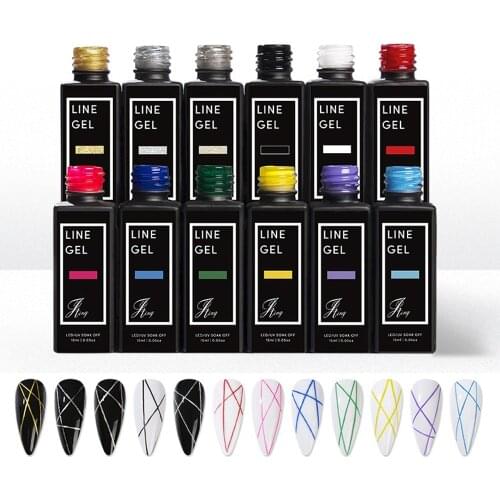 15ml/Bottle 12 Colors Nail Art Gel Spider Line Polish UV Painting Gel Fluorescence Soak off Paint Drawing Gel VIJ-09