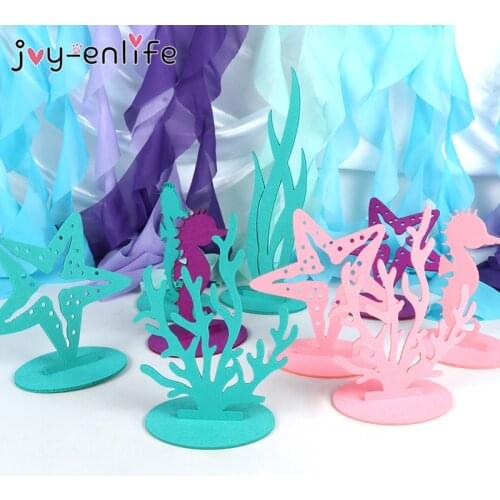 2pcs Mermaid Theme Felt Table Ornament Decoration for Under the Sea Theme Kids Girl 1st Birthday Party Baby Shower Supplies