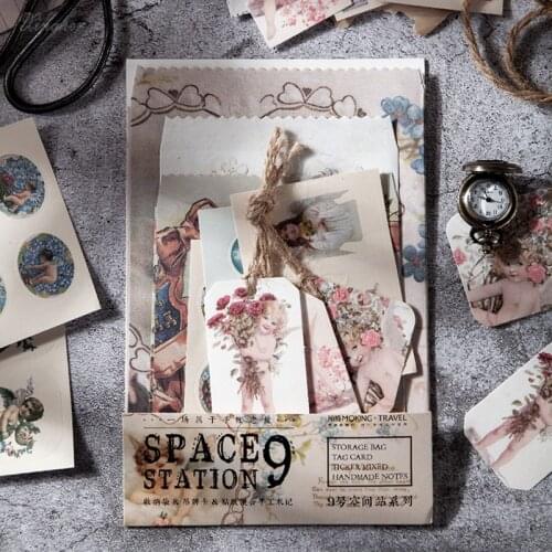 24pcs/bag Space 9 Station series Mix Material Paper Junk Journal Planner Scrapbooking Vintage Decorative DIY Craft Paper