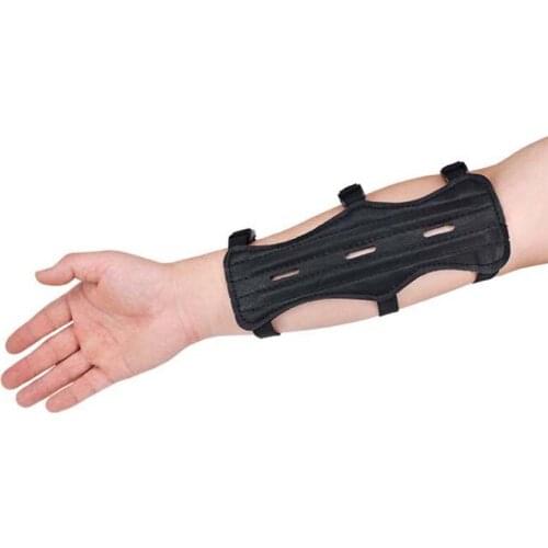 3 Straps Adjustable Archery Target Arm Guard Cow Leather Black Protection Arm Gear Hunting Protective