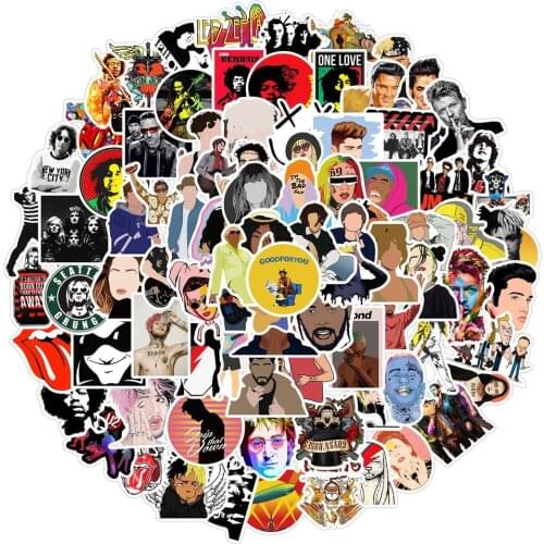 50/100Pcs Rock singer band Stickers Waterproof PVC Decals for Fans Gift DIY Laptop Luggage Phone Guitar Stickers