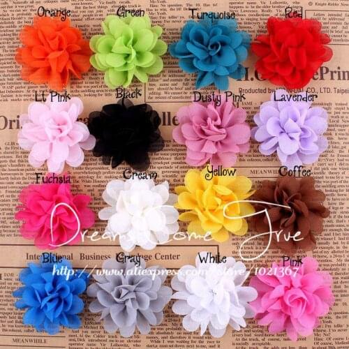 50pcs/lot 2.2" 16 Colors Fashion Newborn Artificial Mini Soft Chiffon Fabric Flower Hair Accessories For Baby Girl Headbands