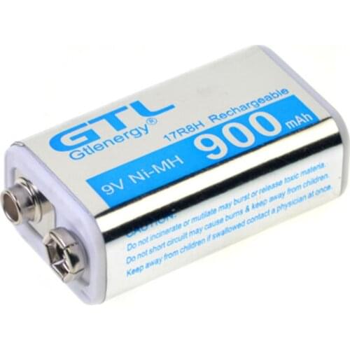 9V 900mAh 17R8H block rechargeable battery GTL PPS NiMH