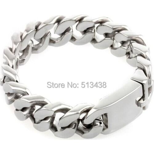 Do manual work is delicate 20mm 9'' Mens High Quality Stainless steel Cuban Curb Chain bike Bracelet Heavy