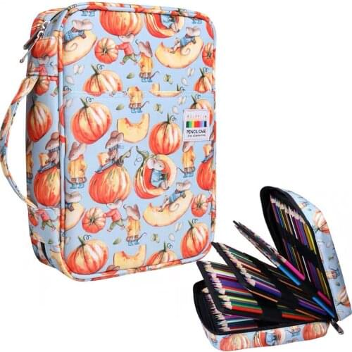 160 or 220 slots Oxford Canvas School cosmetic Case Large Capacity Watercolor Colored cosmetic Bag For Student Gift Art Supplies