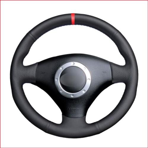 Artificial Leather Red Marker Steering Wheel Cover for Audi A2 8Z A3 8L Sportback A4 B6 Avant A6 C5 A8 D2 TT 8N S3 S4 RS 4 RS
