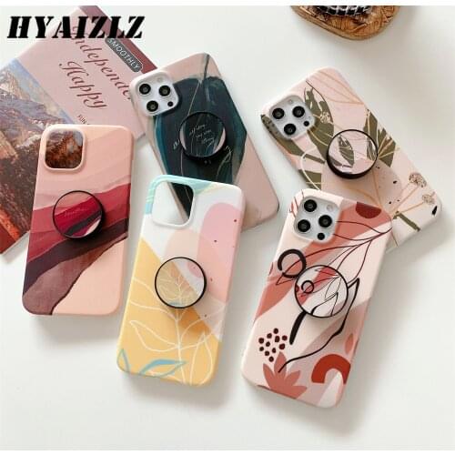 Back Case with Folding Bracket for iPhone 12 11 Pro Max SE 2020 XS XR Mini 7 8 Plus Phone Cover Matte Soft IMD Protection Coque