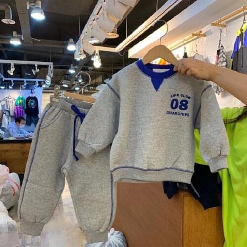 Children Clothes 2pcs Set Thicken Fur Kids Clothes Casual Baby Girls Tracksuits Boy Clothing Set Active Sweatshirt+ Pant Outfits