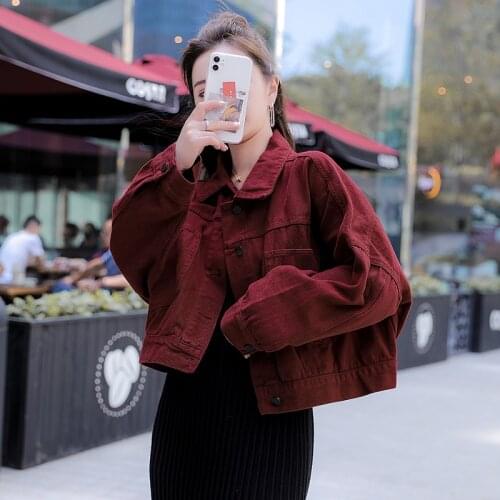 XinCoolEr 2021 Autumn Big Pocket Loose Green Jaket Jeans Woman Single Breasted Batwing Sleeve Casual Denim Coat Oversized