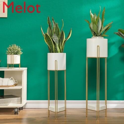 European Entry Lux Simple Indoor Balcony Wrought Iron Multi-Layer Metal Shelf Living Room Decoration Basin Frame