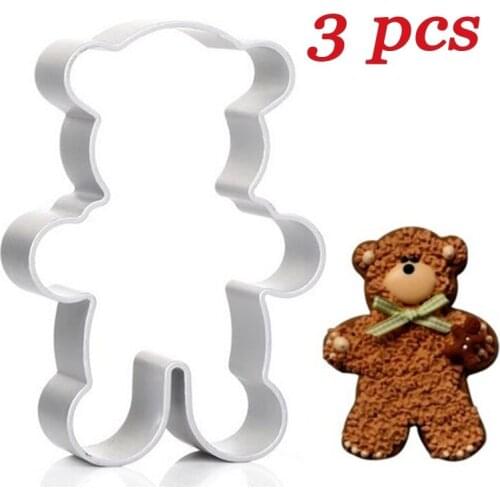 3pcs Metal Alloy Cake Cookie Bakeware Mould Fondant Cookie Cutters Biscuit Mold Kitchen Diy Little Bear Baking Tools for Cakes
