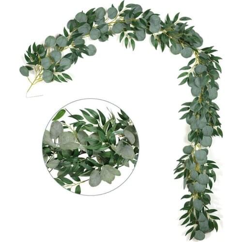 Artificial Eucalyptus Garland and Willow Vine Branches Leaf Garland String Door Green Garland Indoor and Outdoor