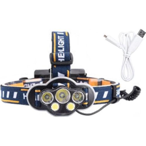 T6+XPE+COB LED Headlight Headlamp Waterproof USB Rechargeable 8 Modes Outdoor Cycling Climbing Hiking Fishing Work Torch Light