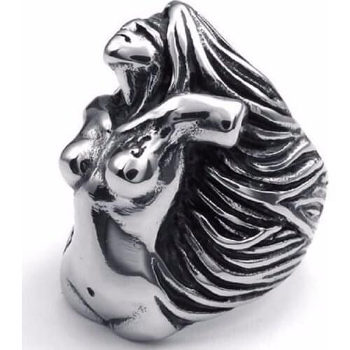 Gothic Carved Mens Boys Ring Silver color Tone 316L Stainless Steel Ring Wholesale Jewelry Size US 7-13