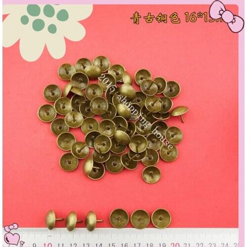 16mm*15mm Fasteners bronze color iron Upholstery Nail Jewelry Box Wall Door Sofa Furniture Decorative Tack Stud Pushpin