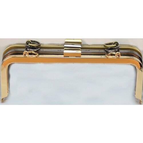 21cm rectangle big bead metal purse frame, clutch purse frame with loops