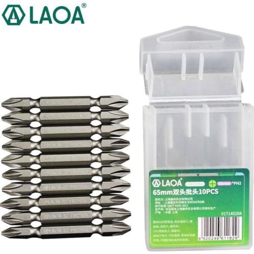 LAOA 10pcs Screwdriver Bits S2 Alloy Steel Screwdrivers 58HRC Slotted and Phillips Bit