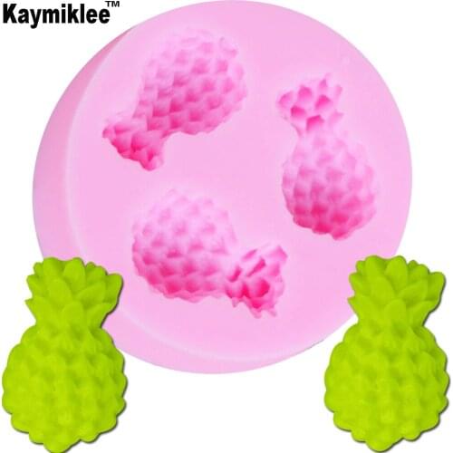 M050 3hold Fruit Pineapple Silicone Mold Fondant Soap 3D Cupcake Jelly Candy Chocolate Decoration Baking Tool Moulds