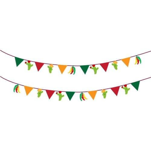 Mexico Cinco de Mayo Party Supplies Wall Hanging Banners Red Yellow Green Cactus Bunting Flags Party Decorations BA135