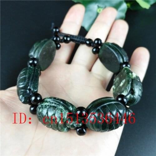 Fashion Chinses Natural Black Green Jadeite Jade Manual Sculpture Adjustable Tortoise Hand-Carved Bracelet New